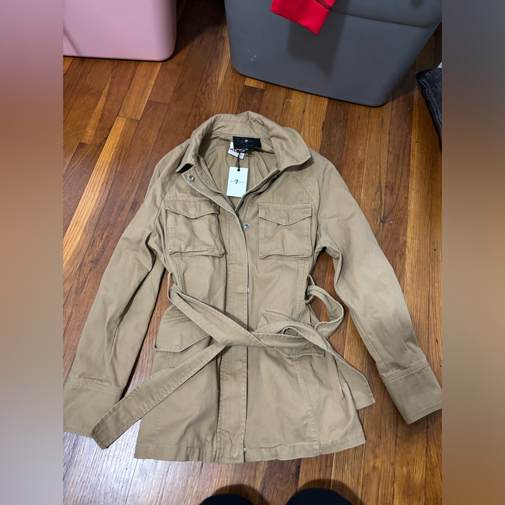 7 For All Mankind Belted Utility Trench Coat SMALL - Picture 2 of 5